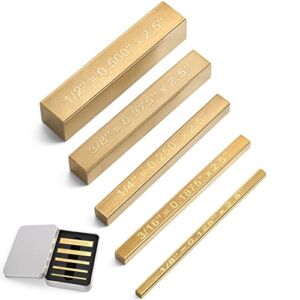 Brass Setup Blocks Height Gauge Set – Set of 5 Accurate Table Saw Accessories for Woodworkers – Bars Include Laser Engraved Size Markings