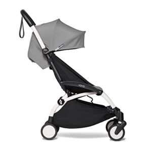 BABYZEN YOYO2 Stroller – Lightweight & Compact – Includes White Frame, Grey Seat Cushion + Matching Canopy – Suitable for Children Up to 48.5 Lbs