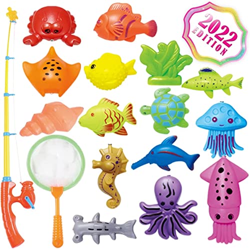 CozyBomB Kids Fishing Bath Toys Game – 17Pcs Magnetic Floating Toy Magnet Pole Rod Net, Plastic Floating Fish – Toddler Education Teaching and Learning Colors (New) | The Storepaperoomates Retail Market - Fast Affordable Shopping