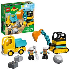 LEGO DUPLO Town Truck & Tracked Excavator 10931 Building Toy Set for Preschool Kids, Toddler Boys and Girls Ages 2+ (20 Pieces)