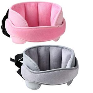 2Pack Boy and Girl Head Support for Car Seats,Ajustable Comfortable Pillow for Baby Child Tolddler Infant Pink and Grey