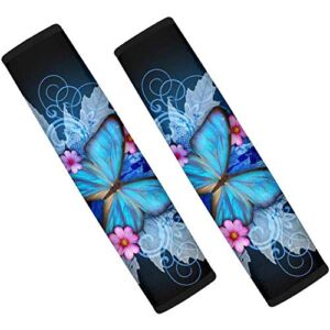 chaqlin Blue Butterfly Seat Belt Cover 2 Packs for Women Cute Panda Pattern Soft Car Seat Belt Pad Cover Seat Belt Shoulder Pads for Adults Kids