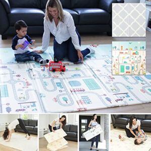 XdeModa Reversible Baby Play Mat & Exercise Mat – Fun & Stylish Foam Floor Playmat for Adults, Kids and Infants. Elegant Room Decor Transforms into Large Fun Activity Gym Mat for Yoga or Crawling