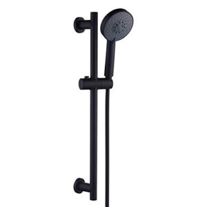 KES Matte Black Shower Head with Slide Bar Combo 5-Function Handheld Shower Kit Shower Hose Adjustable Holder Set, F204-BK+KP501B-BK
