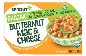 Sprout Organic Baby Food, Toddler Meals, Macaroni Pasta with Butternut Squash Cheese Sauce, 5 Oz Bowl (8 Count)