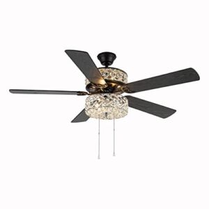 River of Goods Glam 52 Inch Width Clear Crystal Double-Lit LED Ceiling Fan, Silver