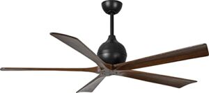 Matthews IR5-BK-WA-60 Irene Indoor/Outdoor Damp Location 60″ Ceiling Fan with Remote & Wall Control, 5 Wood Blades, Matte Black