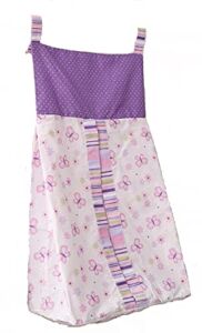 Purple Butterfly Diaper Stacker Organizer , Nursery Crib Diaper Hanging Bag for Baby Girl