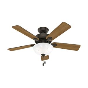 Hunter Swanson Indoor Ceiling Fan with LED Lights and Pull Chain Control, 44″, New Bronze