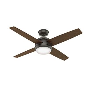 Hunter Oceana Indoor / Outdoor Ceiling Fan with LED Lights and Wall Control , 52″, Noble Bronze