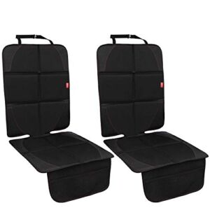 MORROLS Car Seat Protector, 2 Pack Seat Protector Carseat with Thickest Padding, Baby/Pets Car Seat Protector for Child Car Seat-Mesh Pockets-Waterproof-Universal Size(Black)