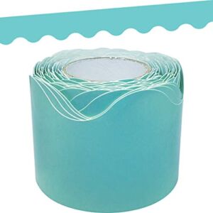 Teacher Created Resources Light Turquoise Scalloped Rolled Border Trim – 50ft – Decorate Bulletin Boards, Walls, Desks, Windows, Doors, Lockers, Schools, Classrooms, Homeschool & Offices