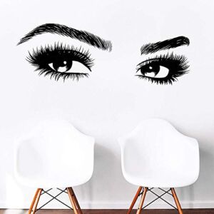 DXLING 42.5X15.3inches Beauty Salon Eyelashes Quote Eyebrow Wall Decor Stickers Make Up Eye Store Home Decoration Murals (LC464 Black)