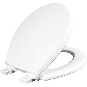 Mayfair 847SLOW 000 Kendall Slow-Close, Removable Enameled Wood Toilet Seat That Will Never Loosen, 1 Pack – ROUND – Premium Hinge, White