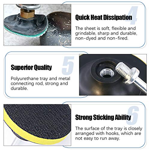 Glarks 4 Inch 10 Pads 50 to 3000 Grit Wet Diamond Polishing Pads and Hook and 4 Inch Loop Backing Holder Disc with 1/4 Inch Shank Set for Granite, Stone, Concrete, Marble, Travertine Polishing | The Storepaperoomates Retail Market - Fast Affordable Shopping