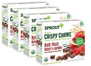 Sprout Organic Baby Food, Stage 4 Toddler Fruit Snacks, Red Fruit Beet & Berry Crispy Chews, 0.63 Oz Single Serve Packs (20 Count)