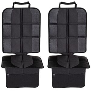 VOLKGO Car Seat Protectors for Infant Car Seats – Set of 2 Car Seat Covers – 600D Nylon – Easy to Install Fastening Straps and Clips for Vehicles – Classic Black – 49.21”x 18.9” – Protective Mat