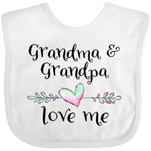 Inktastic Grandma and Grandpa Love Me- Heart Grandchild Baby Bib White 375f2