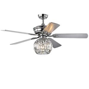 Warehouse of Tiffany CFL-8388REMO/C Dalinger Chrome 52-inch Globe Crystal Shade (Includes Remote and Light Kit) Ceiling Fan, Silver