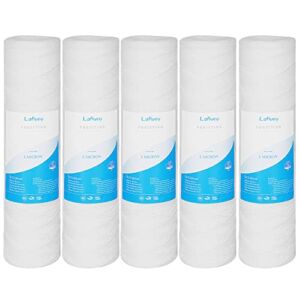 Lafiucy 5 Micron 10″ x 2.5″ String Wound Sediment Water Filter Cartridge,5 Pack,Whole House Sediment Filtration, Universal Replacement for Most 10 inch RO Unit