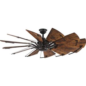 Springer Collection 60-Inch 12-Blade Distressed Walnut Coastal Windmill Ceiling Fan, Bronze
