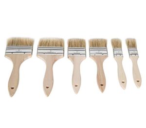 ETERNA 6Pack Household Chip Paint Brush 1inch 2inch 3inch Natural Bristles Wooden Handle Flat Brushes Set for Painting, Glue, Oil, Acrylic, Stain