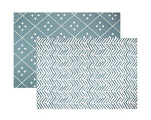 Baby Play Mat | One-Piece Reversible Foam Floor Mat | Large | Eco-Friendly | Extra Soft | Non-Toxic | Baby | Toddlers | Kids (Blue Dash + Diamond, Large)