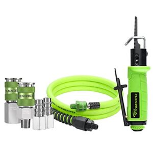 Flexzilla Pro Reciprocating Mini Air Saw Kit, with 3/8″ x 6′ Whip Hose w/Ball Swivel, and Flexzilla Pro High Flow Couplers and Plugs – AT8565FZ