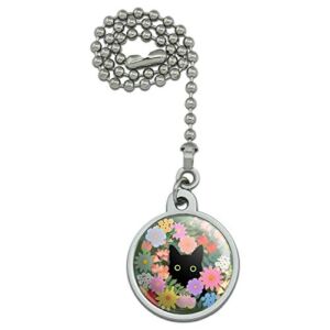 GRAPHICS & MORE Black Cat Hiding in Spring Flowers Ceiling Fan and Light Pull Chain