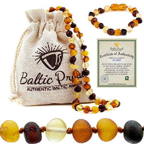 Raw Baltic Amber Necklace and Bracelet Gift Set (Unisex Multi Raw 12.5 Inches/5.5 Inches) – Certified Premium Quality Raw Baltic Sea Amber | The Storepaperoomates Retail Market - Fast Affordable Shopping