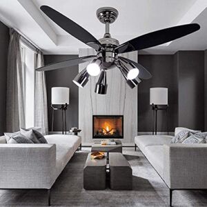 Modern Black Ceiling Fan with 5 Rotatable Light Set, Remote Control, Indoor Quiet Fan Chandelier, 48-inch1