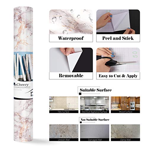 LaCheery 15.8″x80″ Granite Look Marble Effect Contact Paper Faux Countertop Peel and Stick Wallpaper Grey Adhesive Vinyl Film for Kitchen Cabinets Shelf Liner Cupboard Removable Marble Sticker Paper | The Storepaperoomates Retail Market - Fast Affordable Shopping