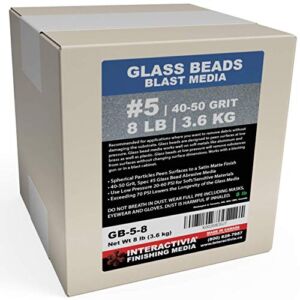 #5 Glass Beads – 8 lb or 3.6 kg – Blasting Abrasive Media (Coarse to Medium) 40-50 Mesh or Grit – Spec No 5 for Blast Cabinets Or Sand Blasting Guns – Large Beads for Peening and Finishing