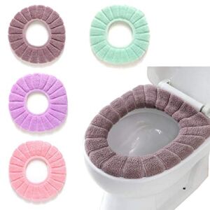 4 Pcs Soft Toilet Seat Cover Pad Thicker Washable Cloth Different Colors
