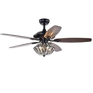Warehouse of Tiffany CFL-8366REMO/MB Copper Grove Toshevo Remote Control 52-inch Lighted Crystal Shade Ceiling Fan, Black