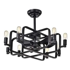 Warehouse of Tiffany CFL-8374REMO Usard Black 32-inch 8 Fandelier (Includes Remote and Light Kit) Ceiling Fan
