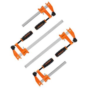 JORGENSEN 4-pack Steel Bar Clamps Set, 6-inch & 12-inch Medium Duty, 600 Lbs Load Limit, for Woodworking