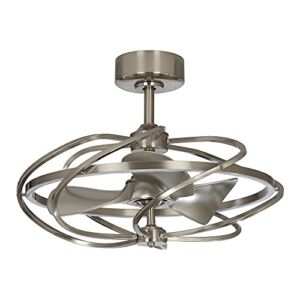 Parrot Uncle Ceiling Fans with Lights and Remote Modern Chandelier Ceiling Fan with Light LED for Bedroom, 27 Inch, Brushed Nickel