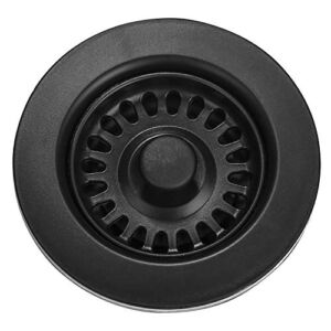 Serene Valley 3-1/2 inch Kitchen Sink Strainer Assembly with Stopper for Matching Color of Granite or Fireclay Sinks (Black)