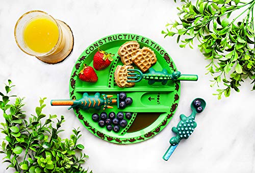 Constructive Eating Made in USA Dinosaur Combo with Utensil Set and Plate for Toddlers, Infants, Babies and Kids – Made With Materials Tested for Safety, Green | The Storepaperoomates Retail Market - Fast Affordable Shopping