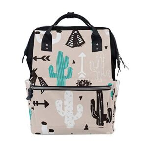 Backpack Cactus Black White Green Arrow Large Capacity Diaper Bag Travel Daypack
