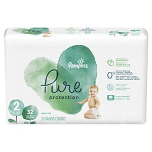 Diapers Size 2, 32 Count – Pampers Pure Protection Disposable Baby Diapers, Hypoallergenic and Unscented Protection, Mega Pack (Old Version)