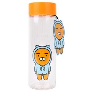 Kakao Friends – Cute Character Face Water Bottle 16.9 Oz (2.5″ x 7.8″) for Sports, Outdoor, Kids, PCT (Tritan), BPA Free, Yellow (Ryan)