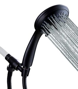 High Pressure Shower Head 6 Spray Setting Hand Held Shower Head with Adjustable Solid Brass Shower Arm Mount， Extra Long Flexible Stainless Steel Hose (Oil-Rubbed Bronze)