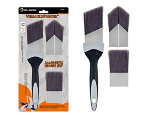 ROLLINGDOG Edging Paint Brush -2″ Angled Paint Brushes with 3 Magnetic Brush Heads, for Wall Trimming,Corners, Cutting in, Furniture Painting