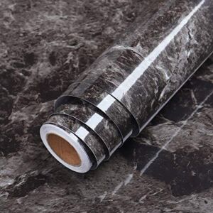 LaCheery Dark Black Sandstone Wallpaper Peel and Stick Marble Contact Paper for Countertops Waterproof Countertop Contact Paper Decorative Removable Wall Paper Roll for Kitchen Cabinets 15.8″x80″