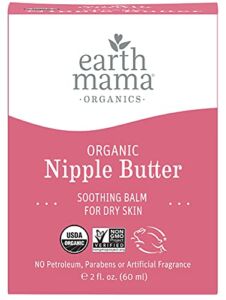 Earth Mama Organic Nipple Butter Breastfeeding Cream, Lanolin-Free, Safe for Nursing & Dry Skin, Non-GMO Project Verified, 2 Fl Oz