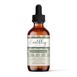 Earthley Wellness, Teeth Tamer, Natural Teething Relief, Soothes Drooling, Irritability and Pain Due to Teething or Toothaches, Pure, Organic Ingredients; Essential Oil-Free and Alcohol-Free (1 oz)