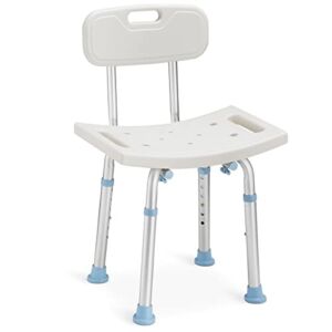 OasisSpace Bathtub Adjustable Shower Chair, Bath Stool with Removable Back 300lbs – Tool Free Anti-Slip Bench Bathtub Stool for Elderly, Senior, Handicap & Disabled