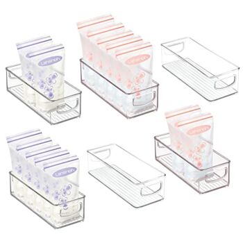 mDesign Small Plastic Nursery Storage Container Bins with Handles for Organization in Cabinet, Closet or Cubby Shelves – Organizer for Baby Food, Bibs, Formula, and Burp Cloths – 6 Pack – Clear | The Storepaperoomates Retail Market - Fast Affordable Shopping